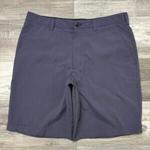 Cutter & Buck CB DryTec Blue Micro Grid Mens 32 Flat Front Golf Chino Shorts EUC